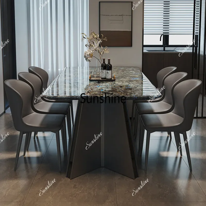 Light luxury high-end marble dining table Modern simple rectangular dining table