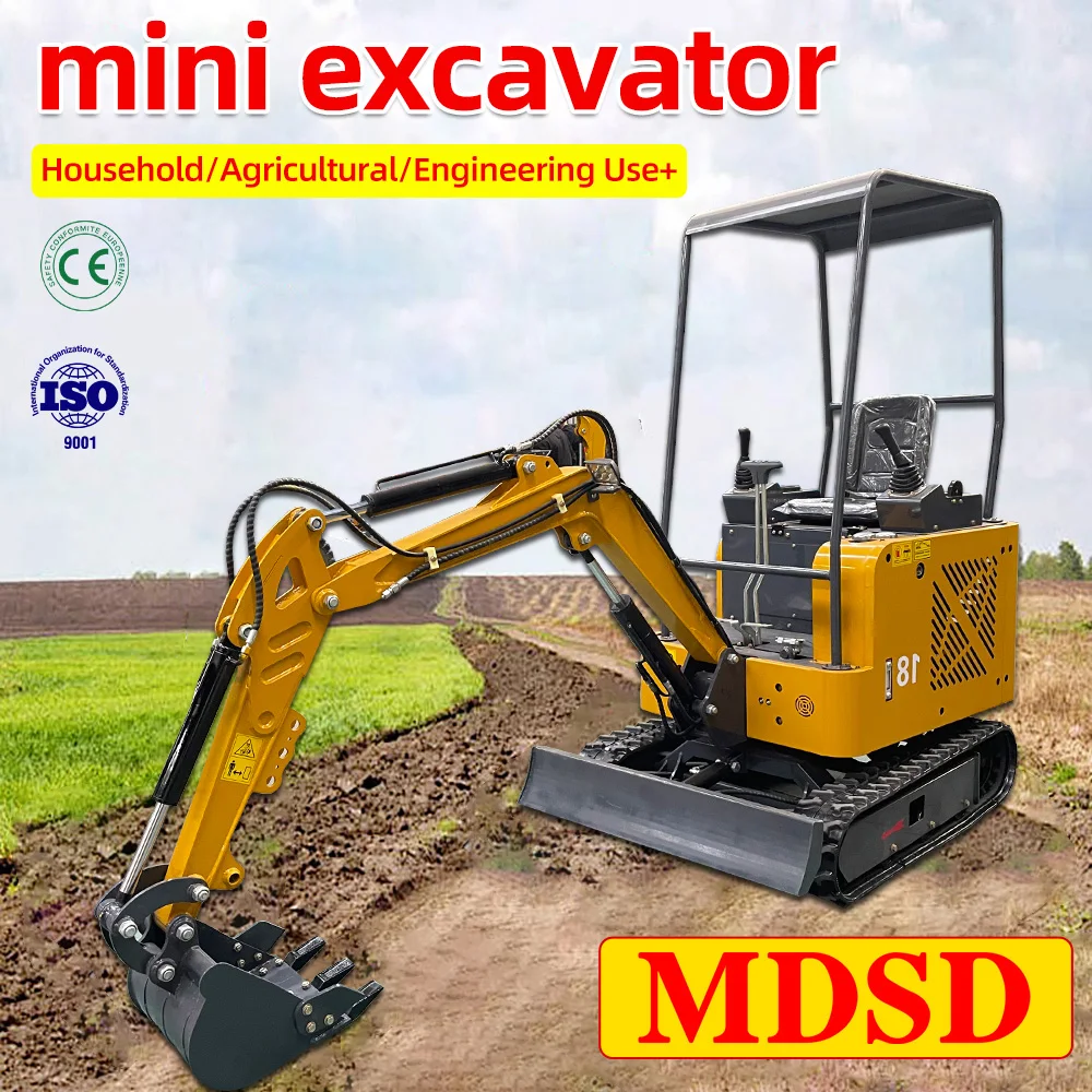 Доставка DDP Мини-экскаватор Гидравлический полный аксессуар Сельскохозяйственный экскаватор для двигателя Kubota 1,5 тонны Мини-экскаватор EPA Euro