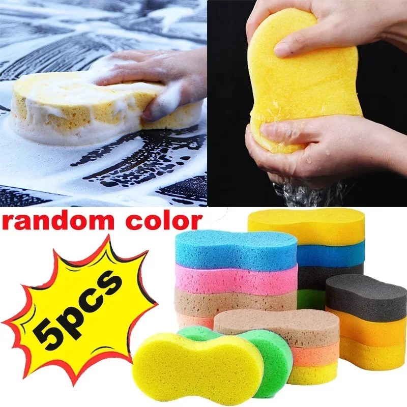 2/5Pcs Car Wash Sponge Block Car Motorcycle Cleaning Supplies Large Size Sponge Brush Dusting Random Color Car Cleaning Tools