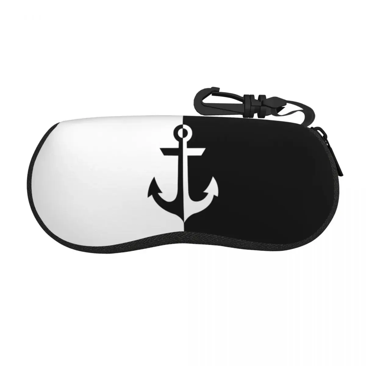 Custom Nautical White Black Anchor Eyeglass Glasses Case Men Women Soft Sunglasses Protective Pouch