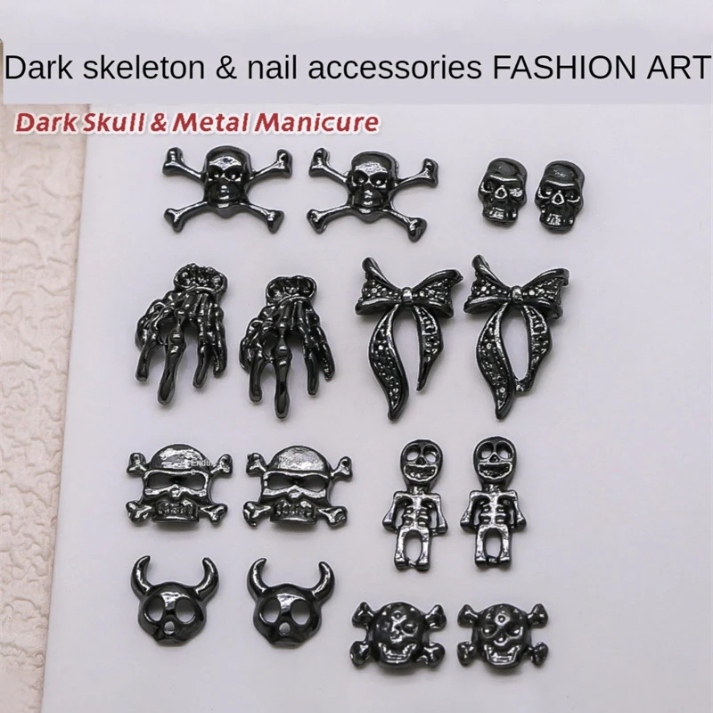 Alloy Manicure Perfect For Halloween High Quality Alloy Grimace High Quality And Durable Skeleton Nail Art Dark Ma Black