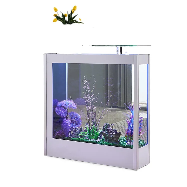 

Light Luxury Fish Tank Living Room Large Glass Floor Ecological Aquarium Partition Screens New