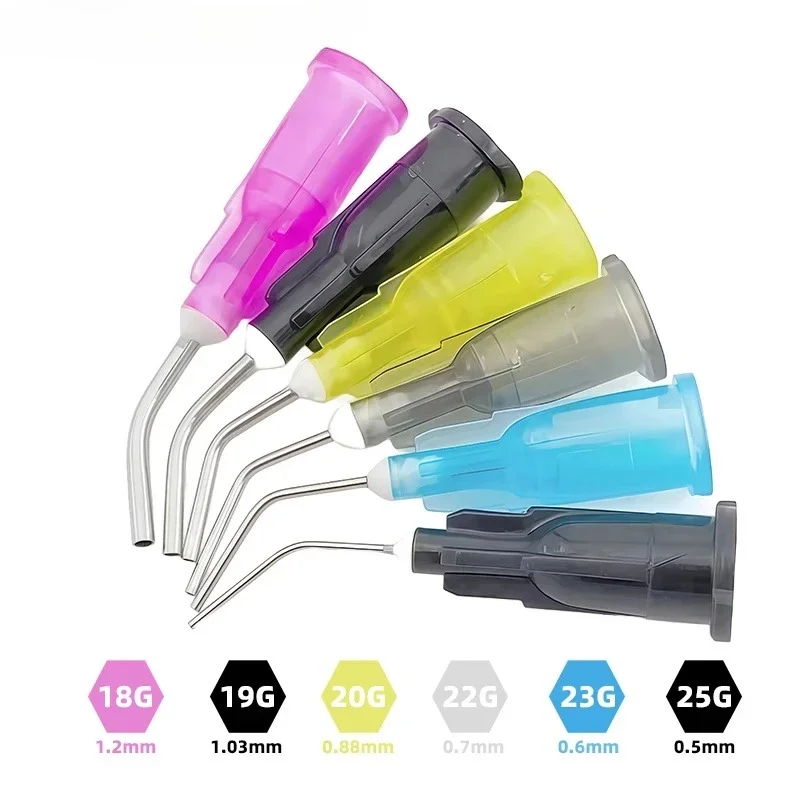 100pcs/bag Disposable Pre Bent Needle Tips Dental Flow Sealant Etchant Composite Resin Applicator Delivery Syringe Tip