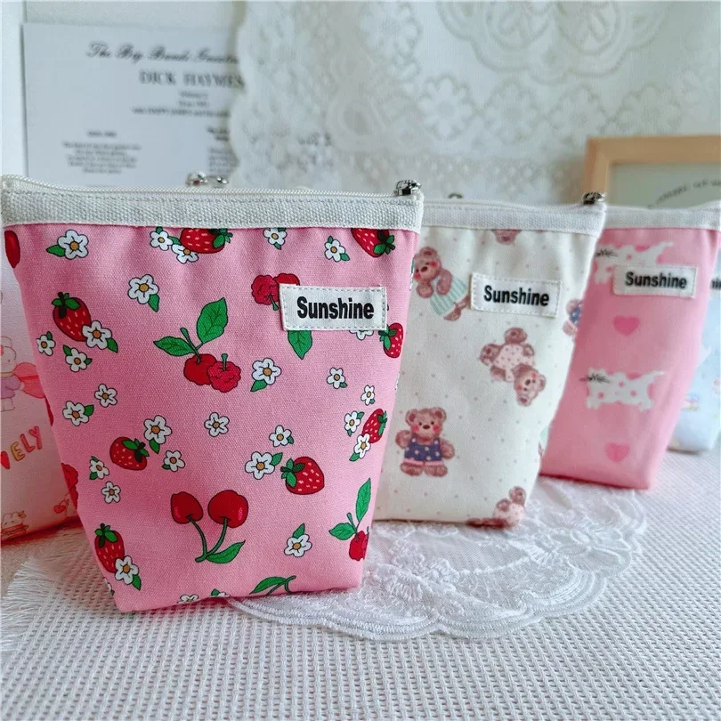 Cute Rabbit Makeup Pouch Sanitary Napkin Purse Canvas Storage Lipstick Key Organizer Bag Fresh Sweet Fashion Clutch Cosmetic Bag