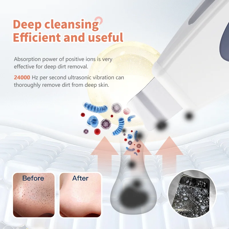 Ulepszony wielofunkcyjny usuwająca zaskórniki do szorowania skóry z szpatułką do twarzy z 4 trybami do oczyszczania porów z wyświetlaczem LED do głębokiego rozszczepienia