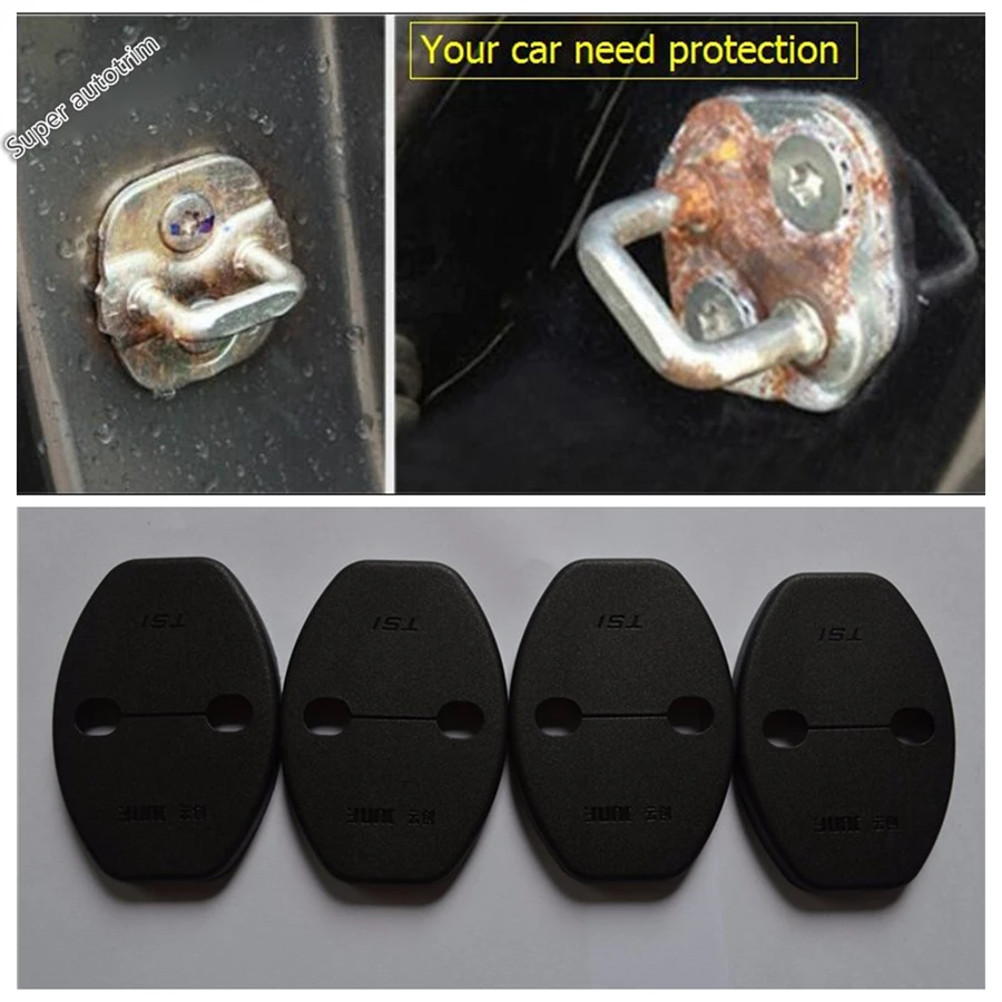 

4 шт., защитная крышка для внутреннего дверного замка автомобиля, отделка, автоаксессуары, комплект для ремонта интерьера, подходит для Porsche Macan 2014-2024