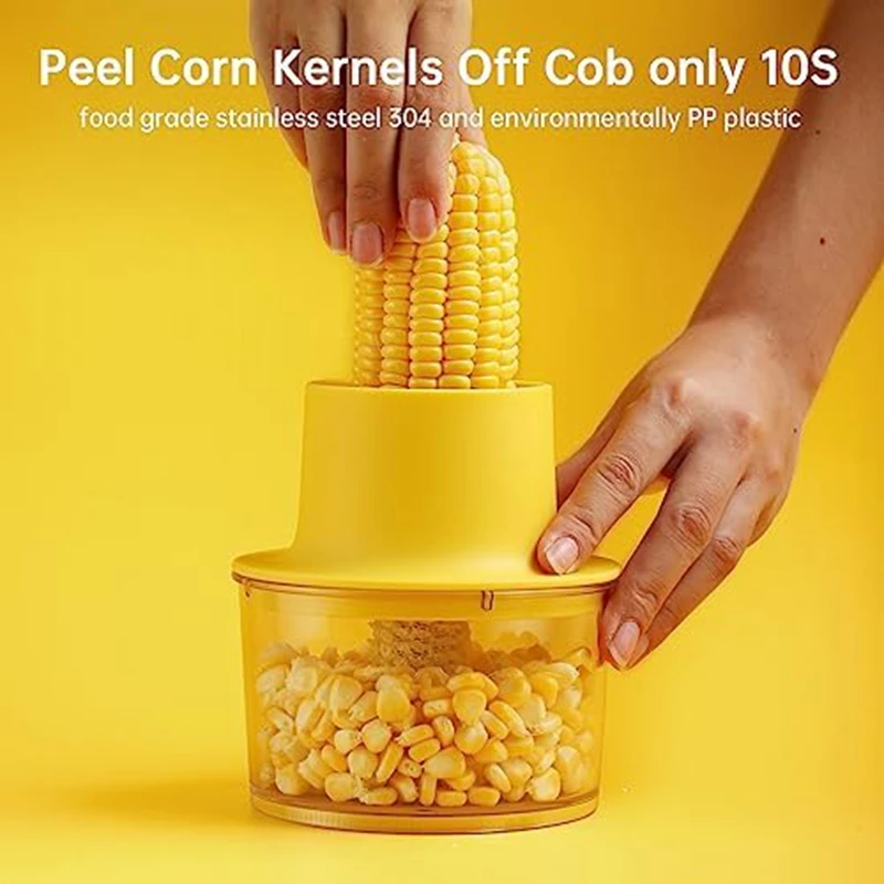 Corn Peeler Corn Cob Stripping Tool Corn Cutter & Remover With Built-In Cup Grater, Corn-Kernel Cutter