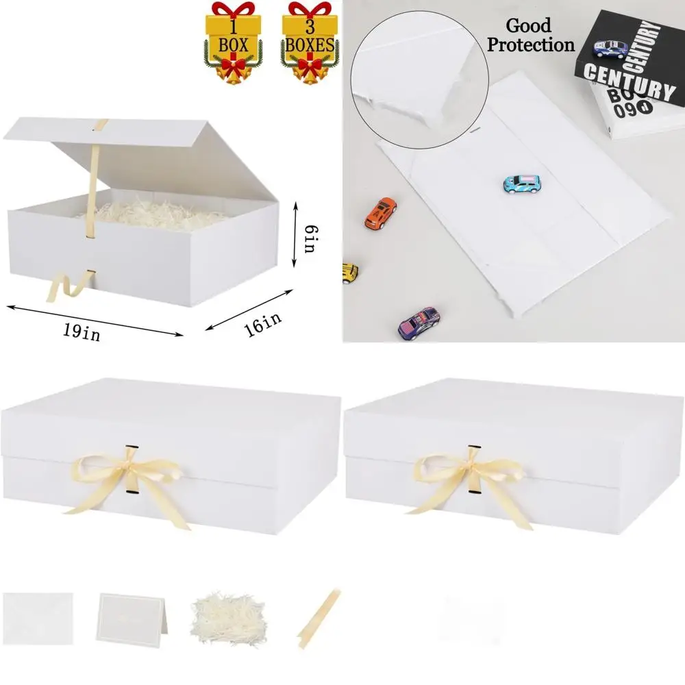 

Extra Large 19x16x6 Inch White Gift Boxes with Lids and Ribbon for Special Occasions