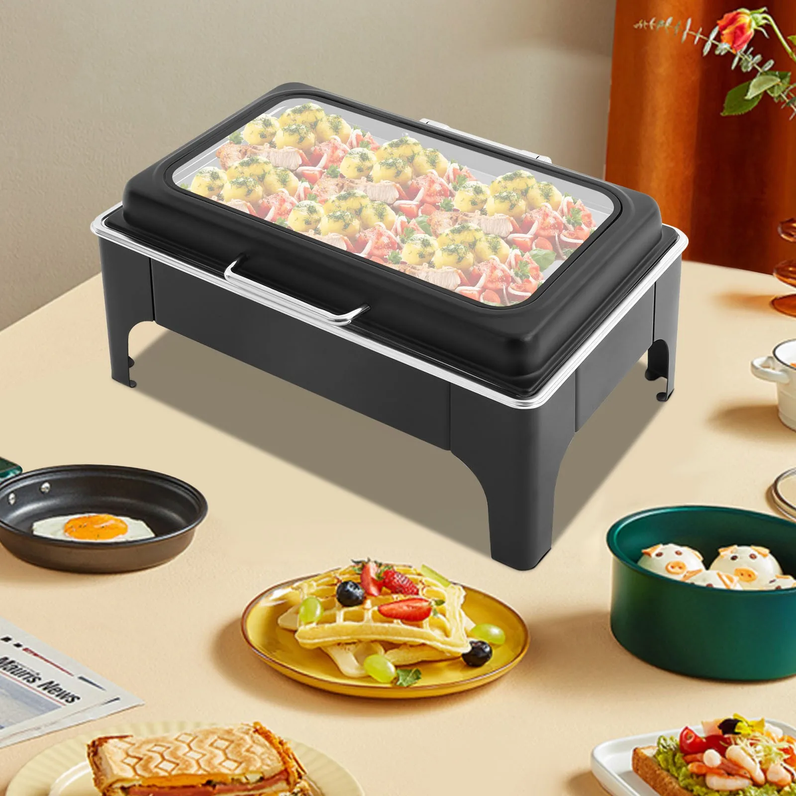 

Stainless Steel Chafing Dish Buffet Warmer for Catering Events Party Serving Tray Food Warmer Portable Hot Food Server