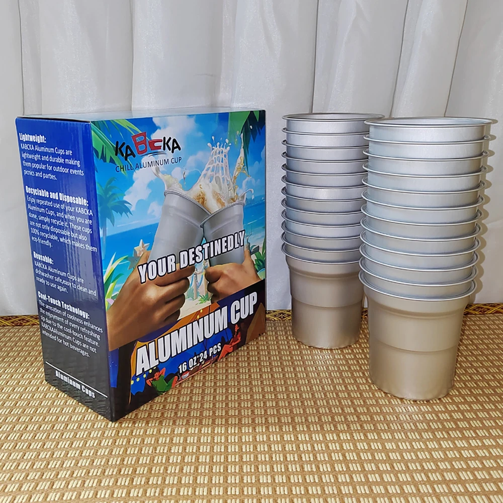 

Chill Aluminum Cups 16OZ Lightweight & Durable Food Grade Safe 100% Recycled BPA Free Cup for Party Outdoors Camping 24PCS
