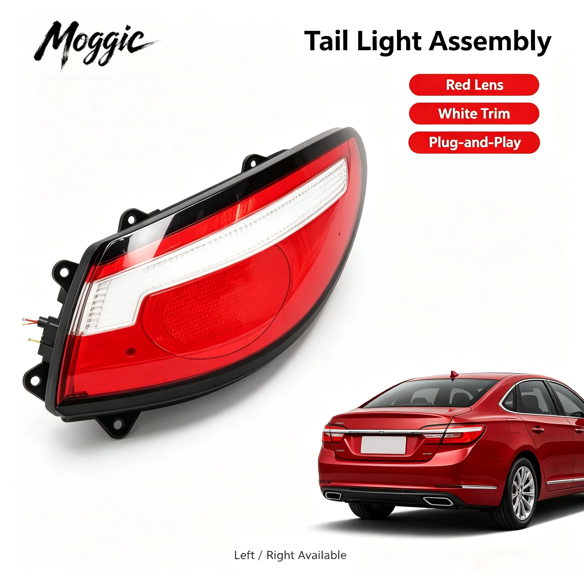 Moggic For Mazda 6 Atenza 2020‑2021 Rear Tail Light Cover Red Outer Taillight Mask Transparent Lamp Lens Shell Replacement