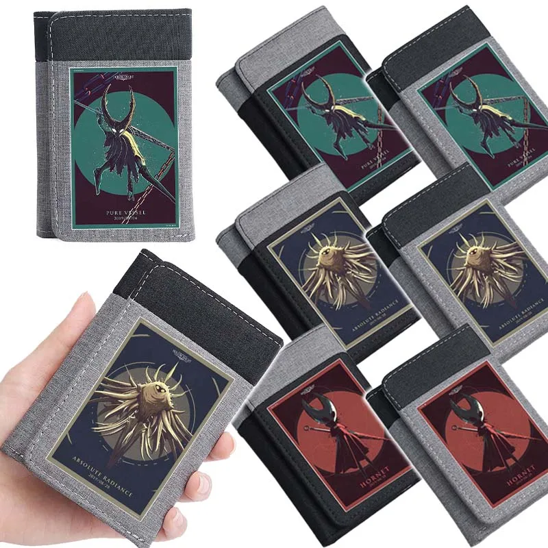 

Hollow Knight Canvas Short Purse Multi-Function Short Wallet Large Capacity Zipper Coin ID Credit Card Holder for Adult Gifts