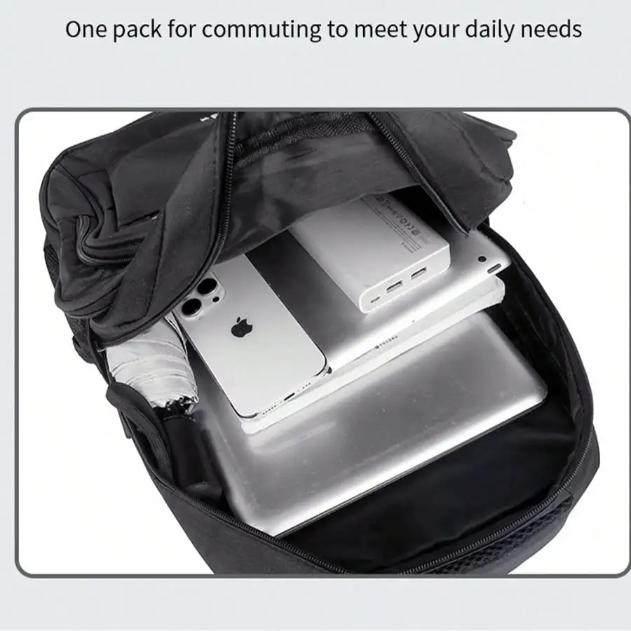 حقيبة ظهر مضادة للسرقة ذات سعة كبيرة للجنسين - تناسب كمبيوتر محمول مقاس 14 بوصة، للمدرسة/العمل/السفر (أسود) #3