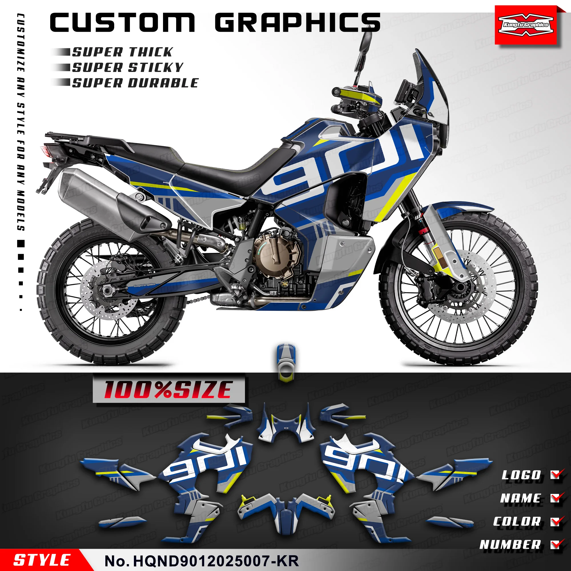 

KUNGFU GRAPHCS наклейка листовые клейкие наклейки Для HUSQVARNA NORDEN 901 NORDEN 901 2020 2021 2022 2023 2024 2025, HQND9012025007-KR