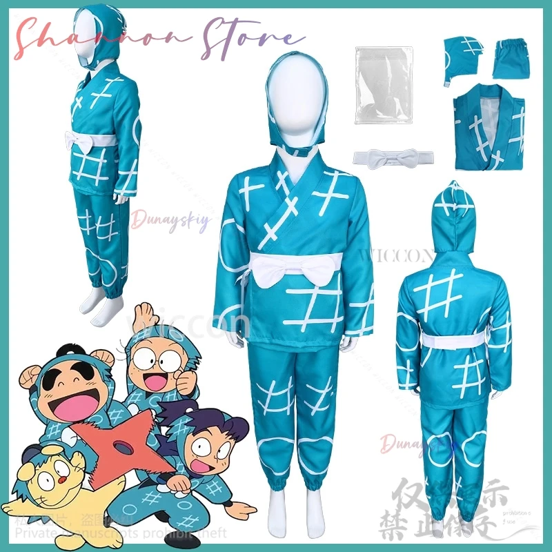 

Nintama Rantarou Косплей Мультфильм Униформа Аниме Японский Ниндзя Синий Кимоно Костюм Kawaii Милая Шляпа Rantarou Хэллоуин Индивидуальные