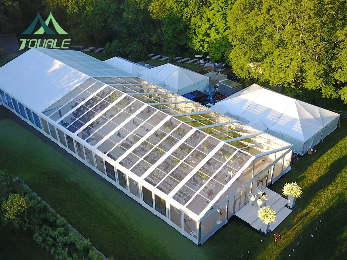 Large Outdoor Clear PVC Wedding Tent  Party Tents A-Frame Aluminum Alloy Marquee Event Tent for 100 People