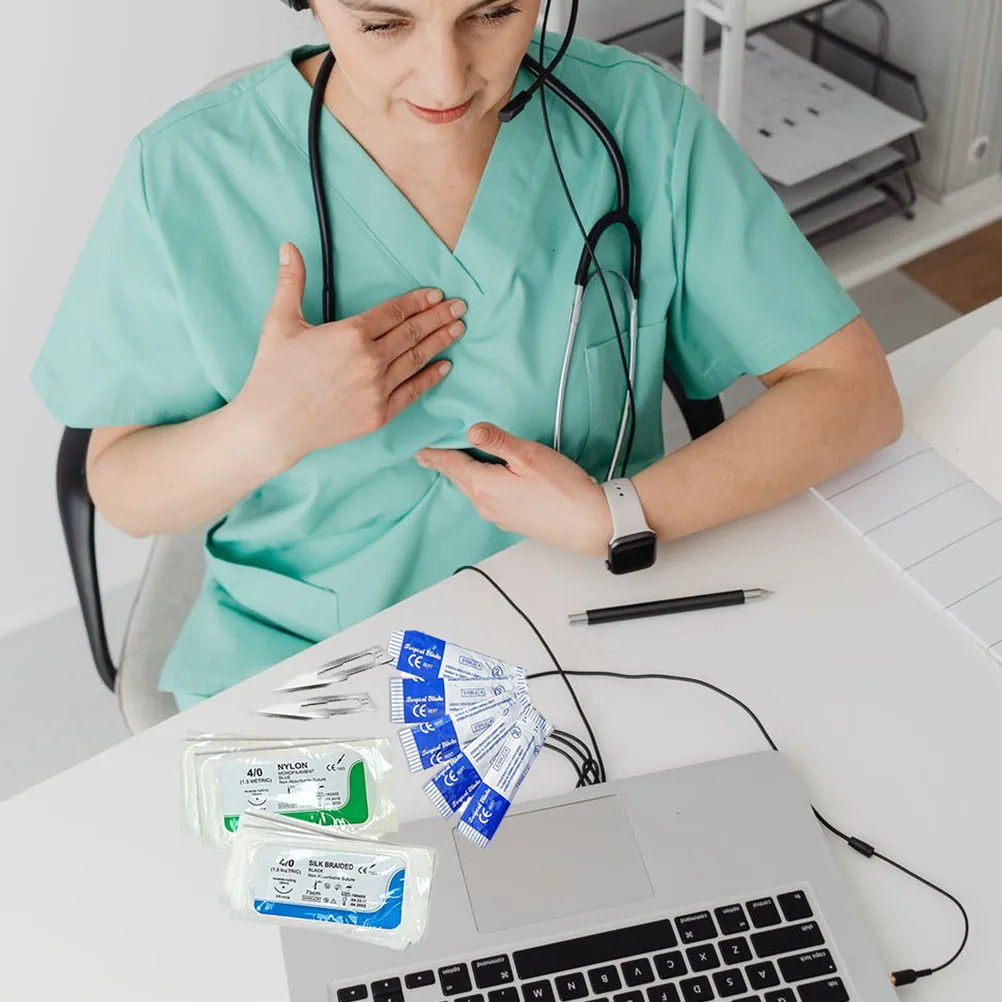 17pcs 1 Set Practice Suture Kit Suturing Skill Trainer Tool Medical Students Silicone Pad 14 Realistic Wounds