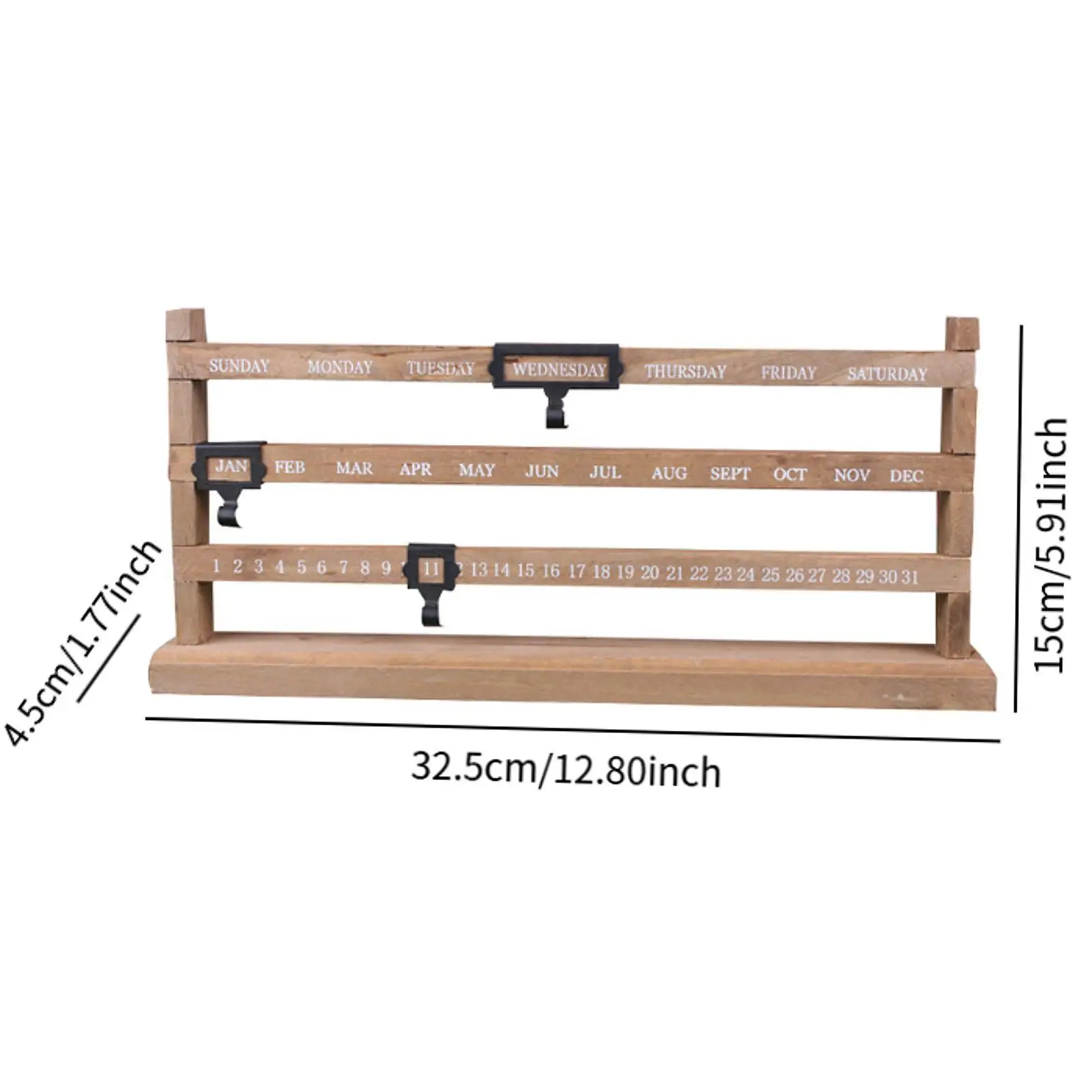 Ewiger Kalender aus Naturholz, Tischkalender für Schule, Desktop, Wohnzimmer