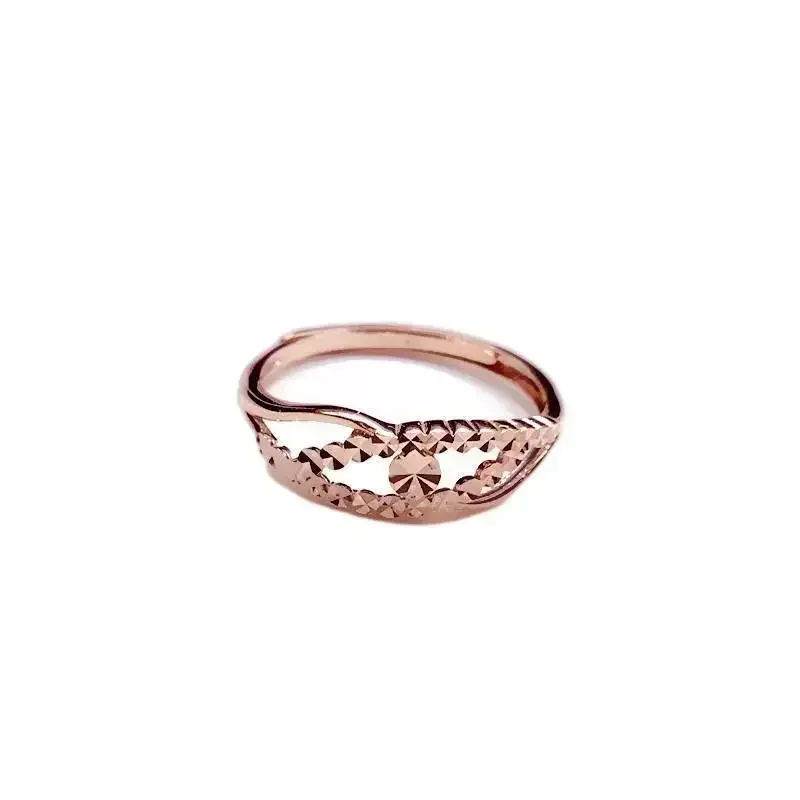 New 585 Purple Gold 14K Rose Gold Hollow Rings for Women Japanese and Korean Style Shiny Exquisite Jewelry Party Gift