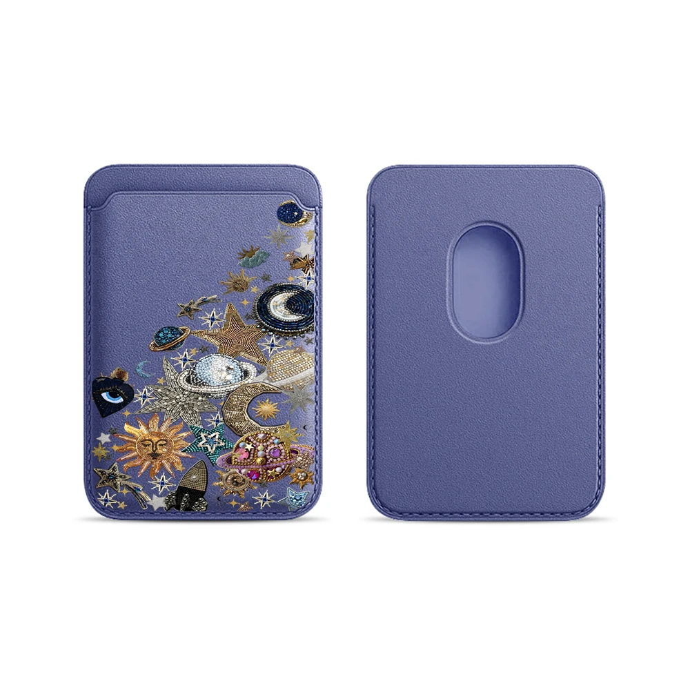 Golden Stars Moon Y2K Leder-Kartenetui Handyhülle Kartenhalter Magnetische Hülle Geeignet für alle iPhones mit Magsafe-Kartenfunktion – Detail 23
