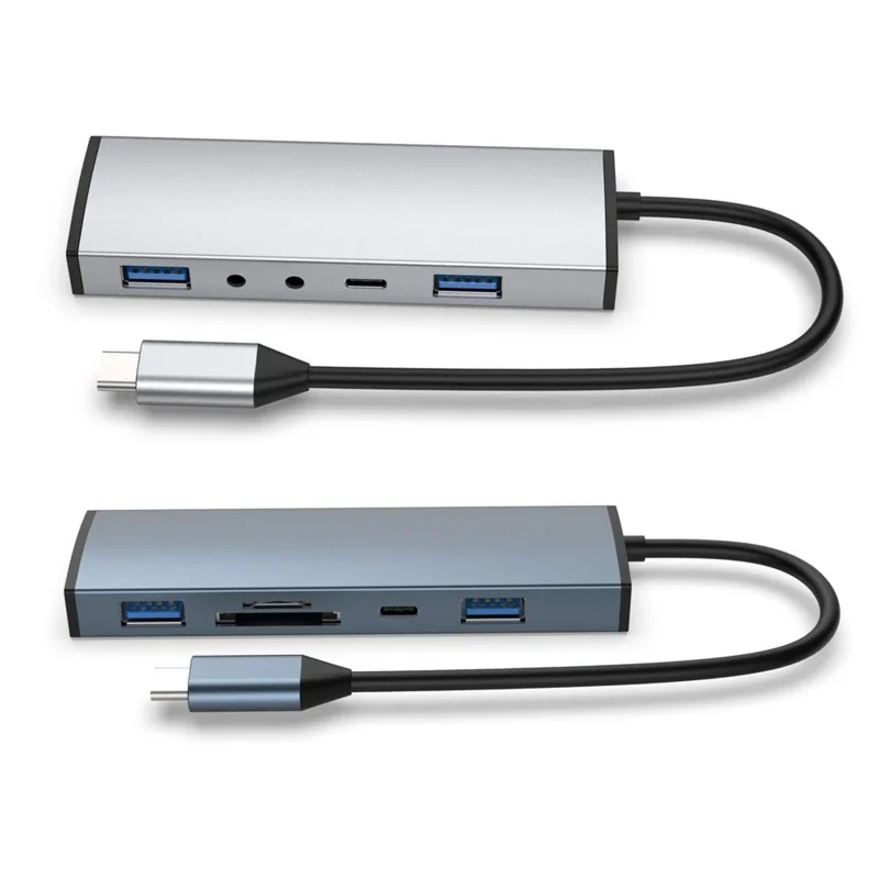 SD Reader/Audio Version USB C Hub -C Laptop Docking Station 5 in 1 Adapter with 3.0  HUB+SD/TF Reader or K5DB