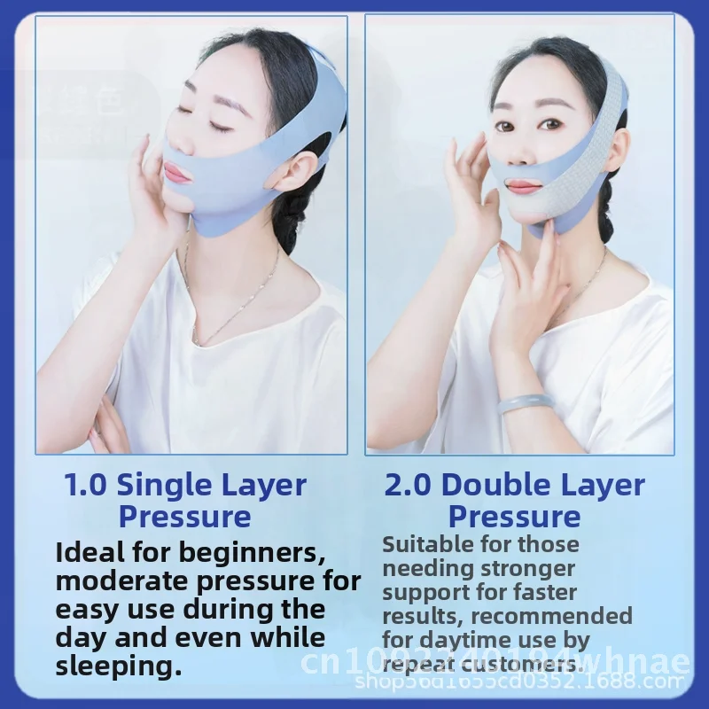 Benda per il viso a infrarossi lontani V-Lift Maschera per il sonno rassodante Riduttore a doppio mento Maschera in poliestere grigio/rosa per la cura della pelle del viso