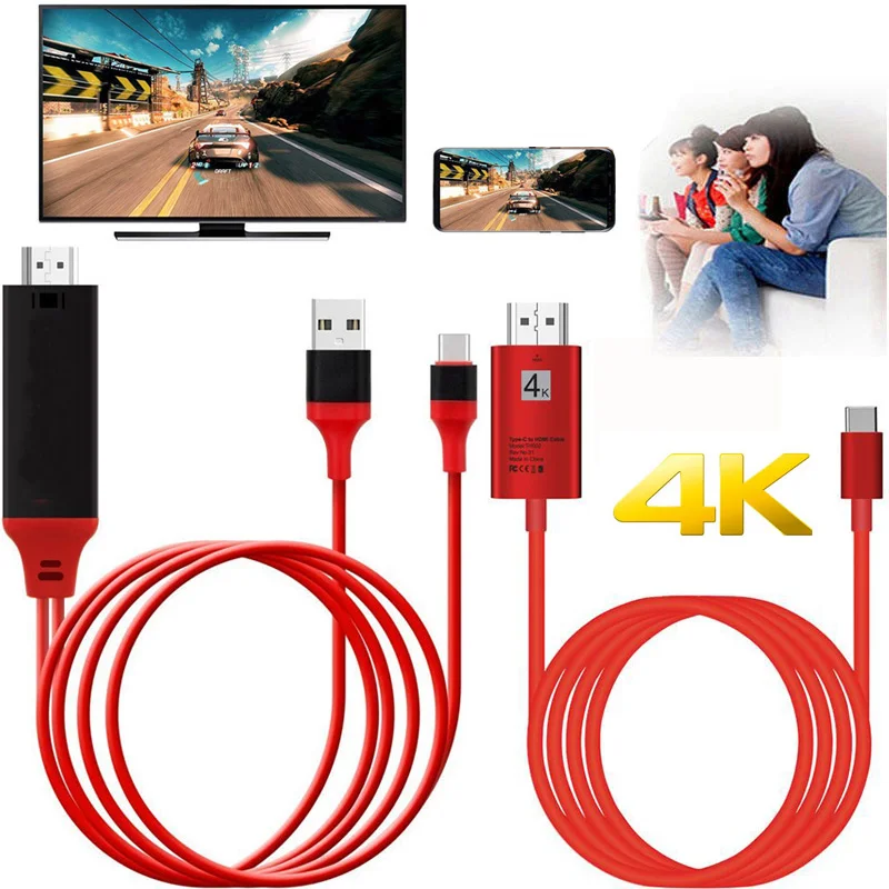 4K 1080P HDTV Cable Type C Phone To TV Cable Adapter USB C Screen Mirror Video Converter for MacBook for Samsung Huawei Android