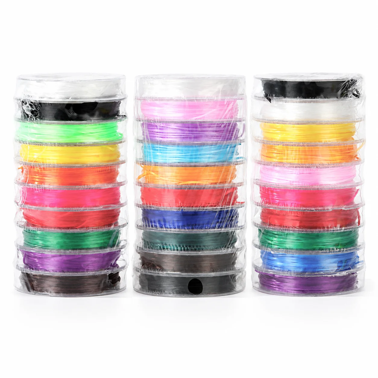 10 Rollen 10M 0,8mm Buntes Flaches Elastisches Faden Klares Kristall-Perlendraht Elastisches Schnur-Garn für DIY Schmuckherstellung Armband – Detail 1