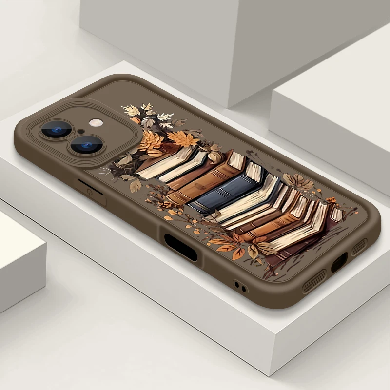 Custodia per telefono modello libri vintage per iPhone 17 Air 16 Pro 15 14 12 13 Pro Max 16e 11 Cover morbida in silicone per iPhone 15 16 Plus