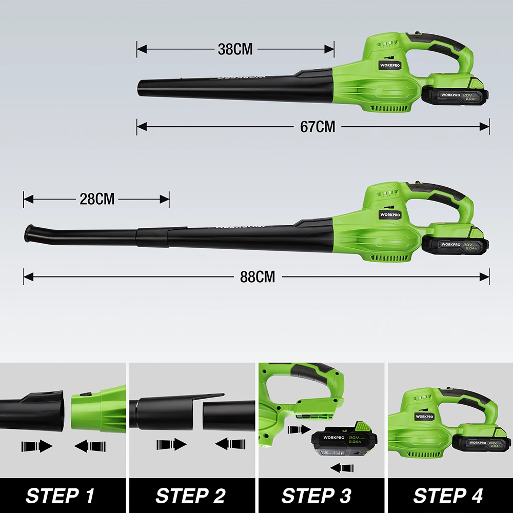 Workpro-充電式ガーデンツール,20v,2.0ahコードレスリーフブロワー,ラップトップ,充電式,ハンドヘルド,庭の掃除,庭の掃除用