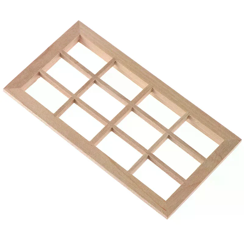 /GJ/Dollhouse Miniature Wooden 12-pane Window Frame Model Accessories Toys 1:12