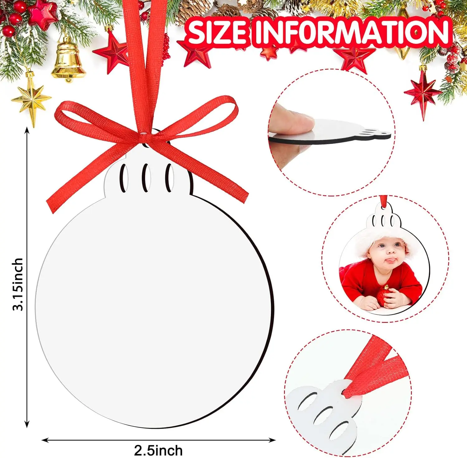 Sublimation Ornament Blank Sublimation Double Sided Blanks Christmas Ornament Blank Personalized Sublimation Blank Pendants DIY