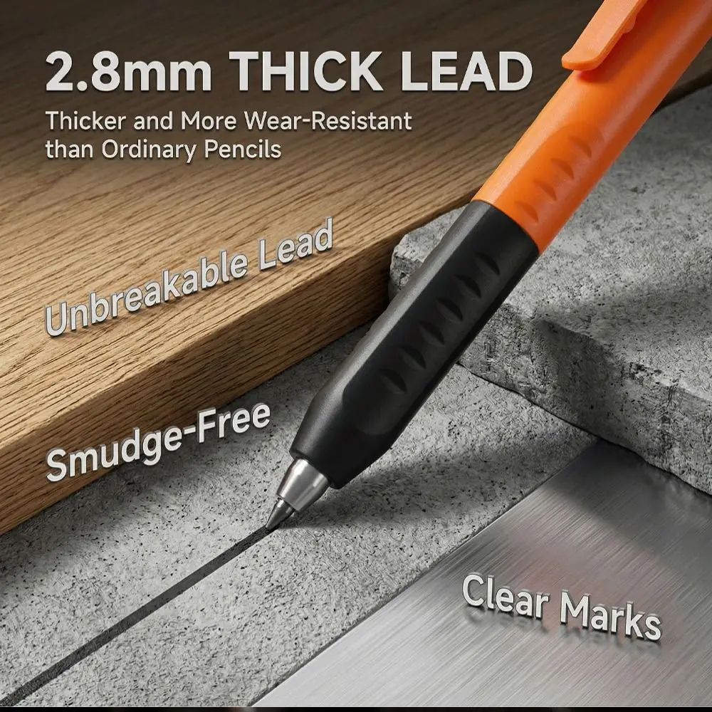 

2.8mm Lead Tip Carpenter Pencil Built-in Sharpener Ergonomic Grip Deep Hole Marking Pencil Multi-Color Construction Marker