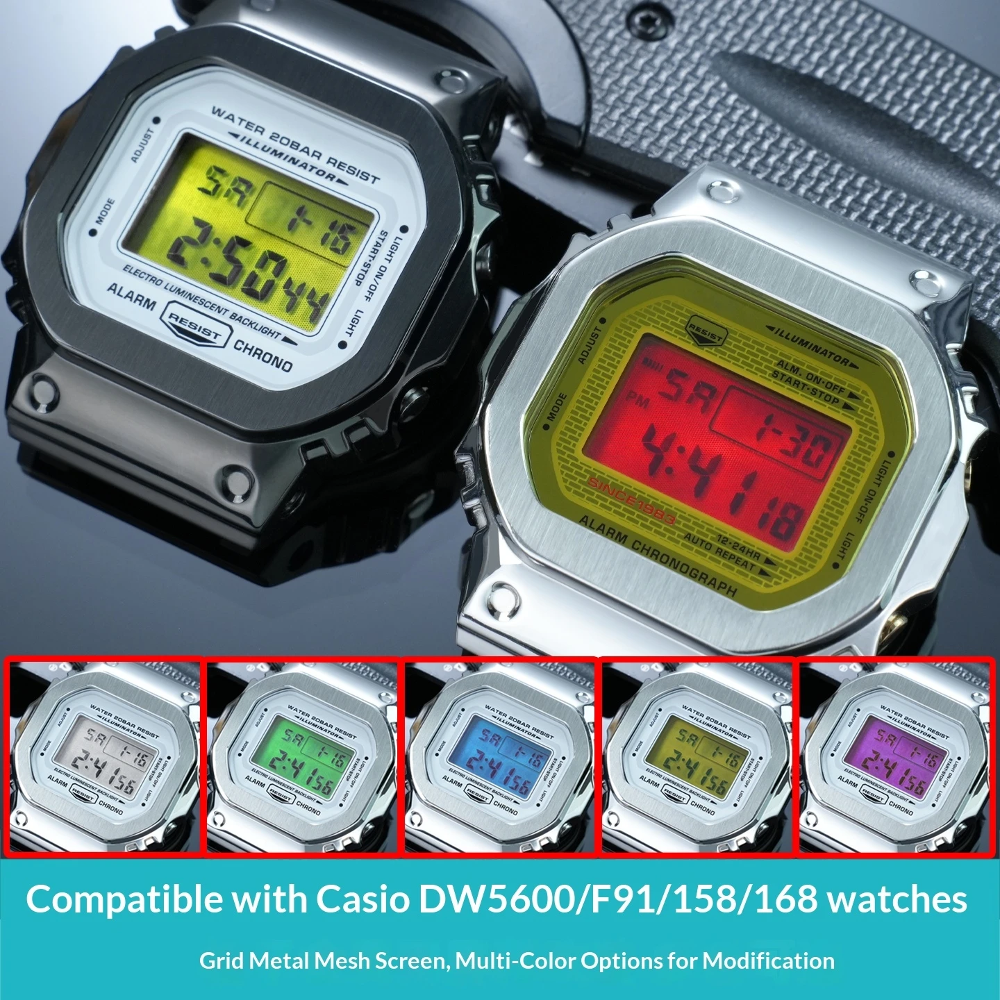 dw5600-修正されたダイヤルカラー時計アクセサリーカシオ-gw-m5610-gmw-b5000-gw-b5600-diy-交換時計金属メッシュ偏光フィルム