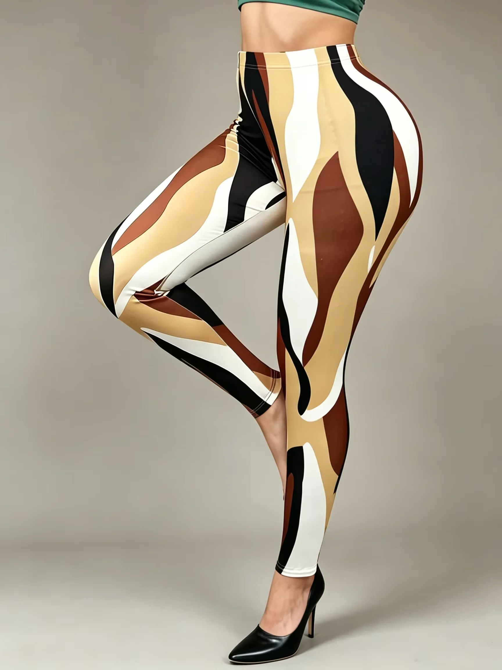 Women's High waist hip lifting Yoga leggings tummy control Print slim fit pants, fittness workout fashionable pants daliy wear