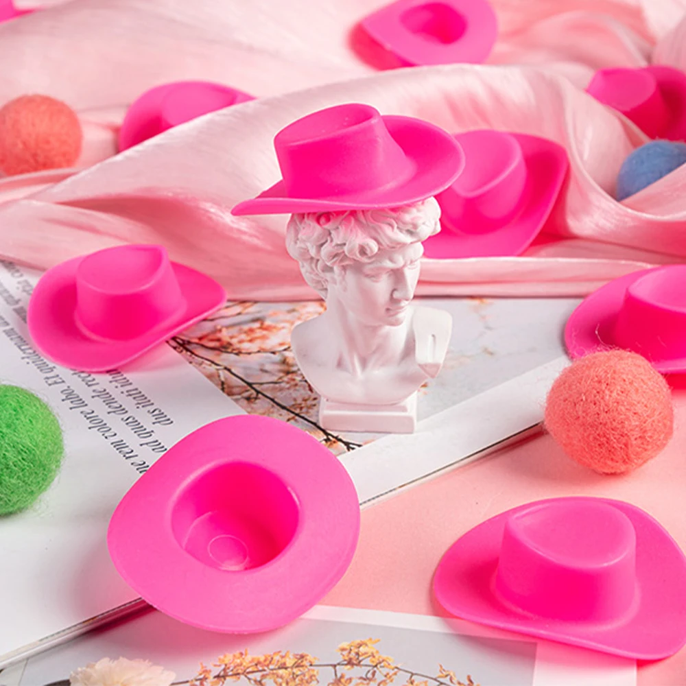 10/20/50pcs Plastic Mini Cowboy Hats Western Cowgirl Cute Doll Hats Cake Decoration Accessories Wedding Birthday Party Supplies