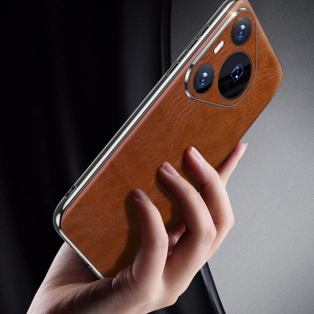 

Genuine Cowhide Leather Magnetic Flip Case for Huawei Pura 70 Pro 70 Ultra 70 Window View Cover