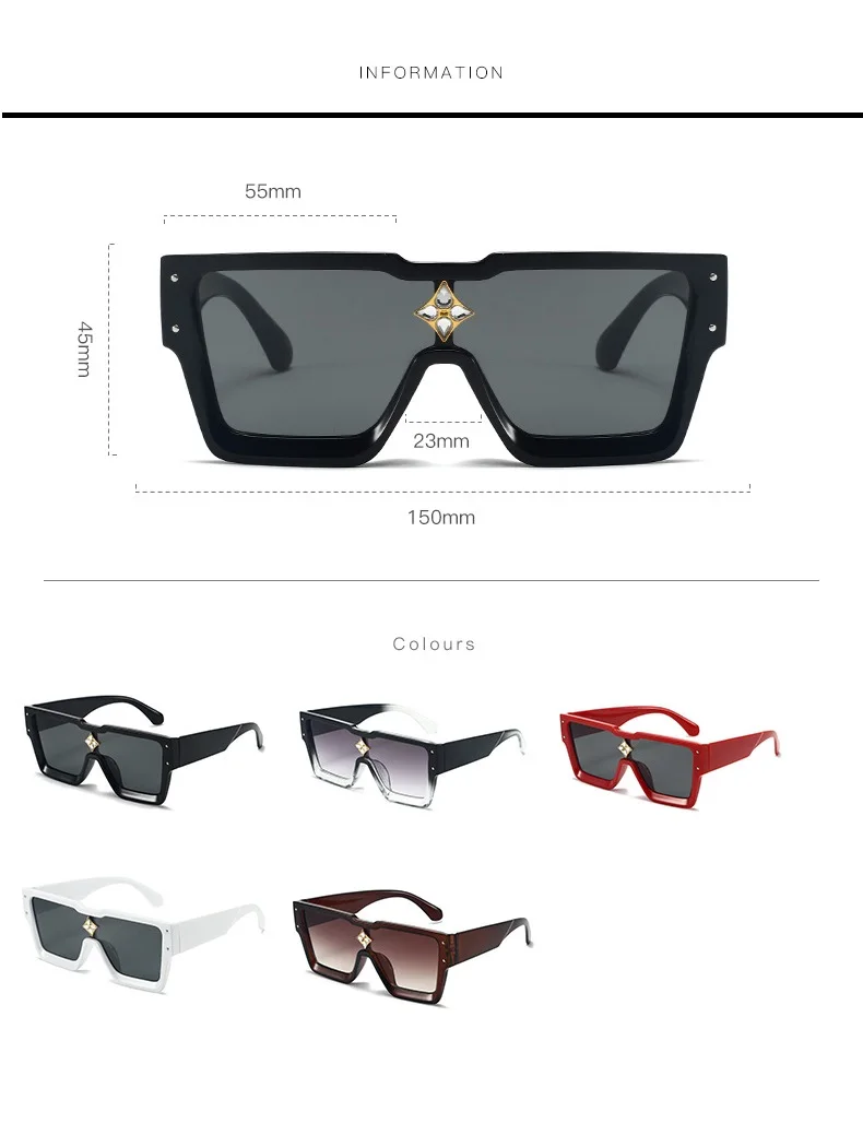 Luxuriöse quadratische Mode-Sonnenbrille mit Diamanten für Männer und Frauen, glamouröse Designer-Marken-Sonnenbrille, klassische Unisex-UV400-Sonnenbrille – Detail 1