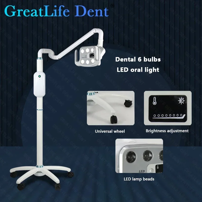 GreatLife Dent 9w 6 Leds Vertical Floor Standing Mobile 360 adjustable Dental Led Operation Light Lamp Medical Exam Shadowless