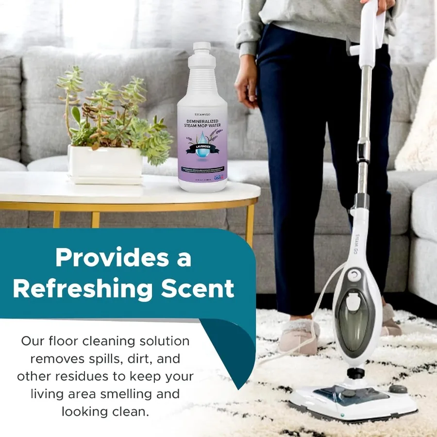 Steam Go Demineralized Water for Steam Cleaner - PVC-Free Floor Cleaning Solution Compatible with All Steam Mops - Multi-Surfac