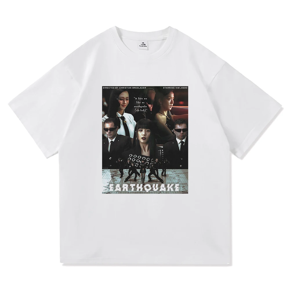 

Jisoo New Song Earthquake T Shirt 2025 Fashion Women Clothing Harajuku Unisex High Quality Clothes Cotton Tshirts for Fans Gifts