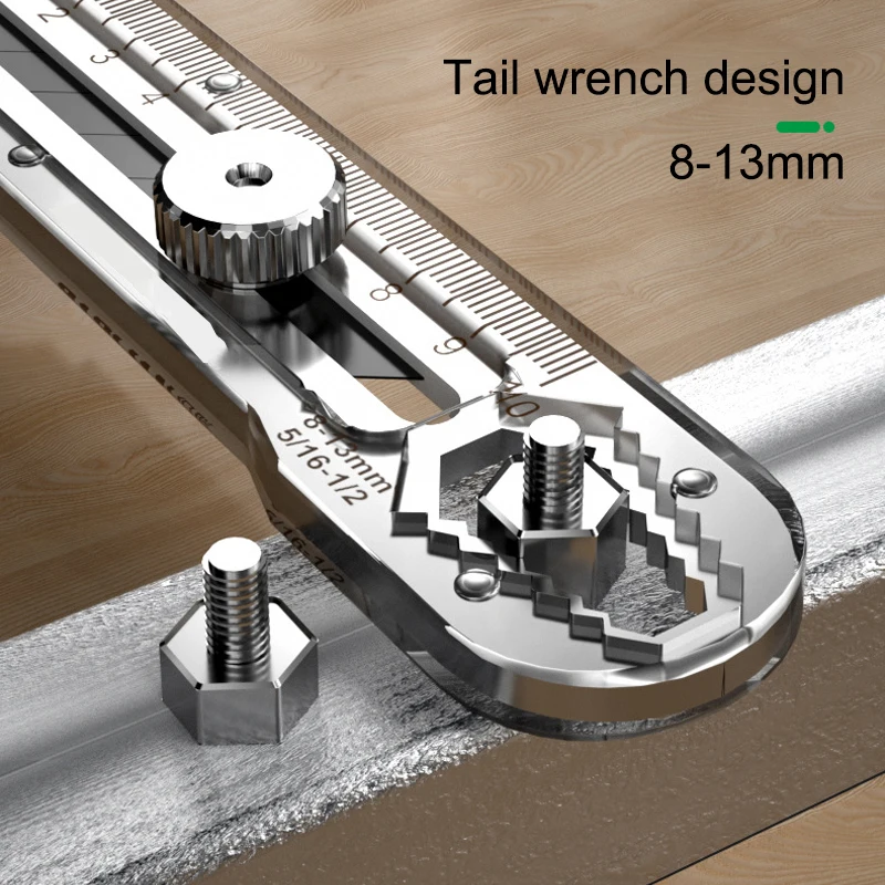 8 in 1 Stainless Steel Telescopic Utility Knife10pcs Broken Blade Tail 8-13mm Hexagonal Wrench Multi-purpose Cutter Tools