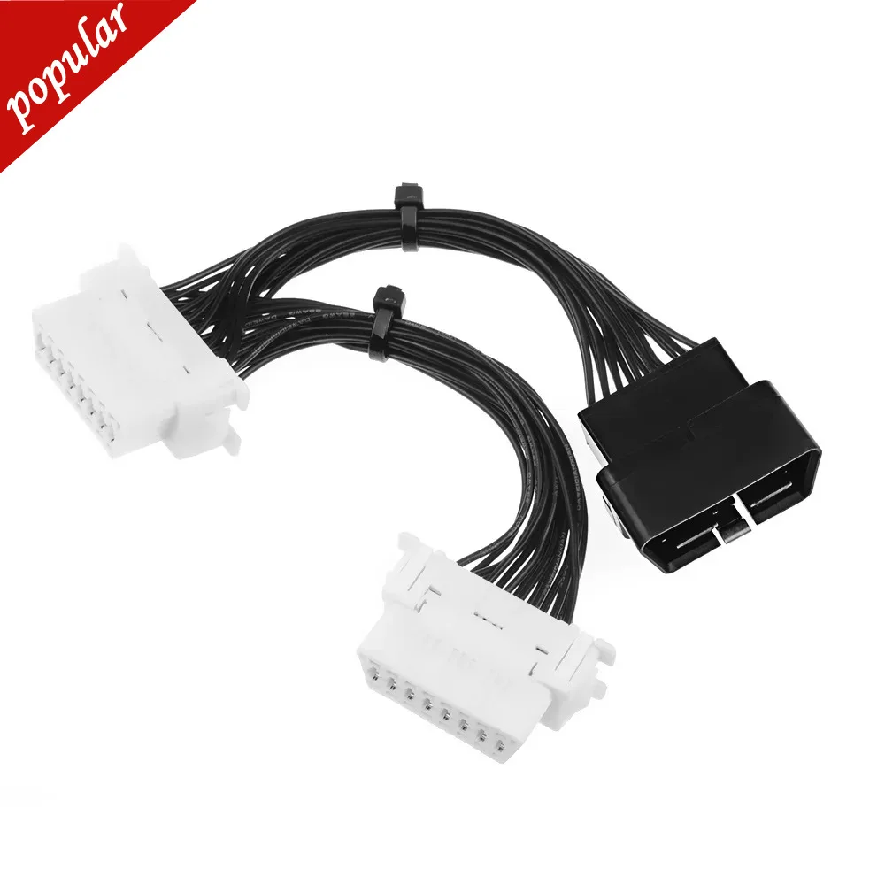 16 Pin OBD2 OBDii OBD 2 Splitter Extension Cable One Male To Two Female Y Cable OBD2 Splitter Extension