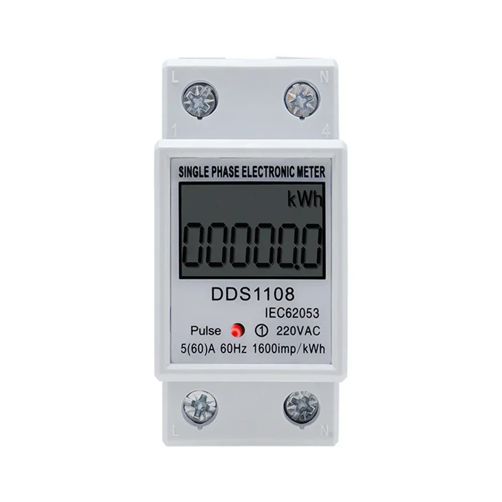 Durable LCD Single Phase Electric Energy Meter KWH AC Digital WattHour Meter 220V 60A Flame Retardant Material