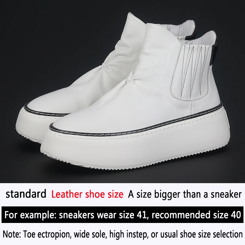 British Leather Casual High Top Board Shoes Thick Soled Short Boots Trend All Match Non-slip Comfortable Men\'s Fashion Shoes