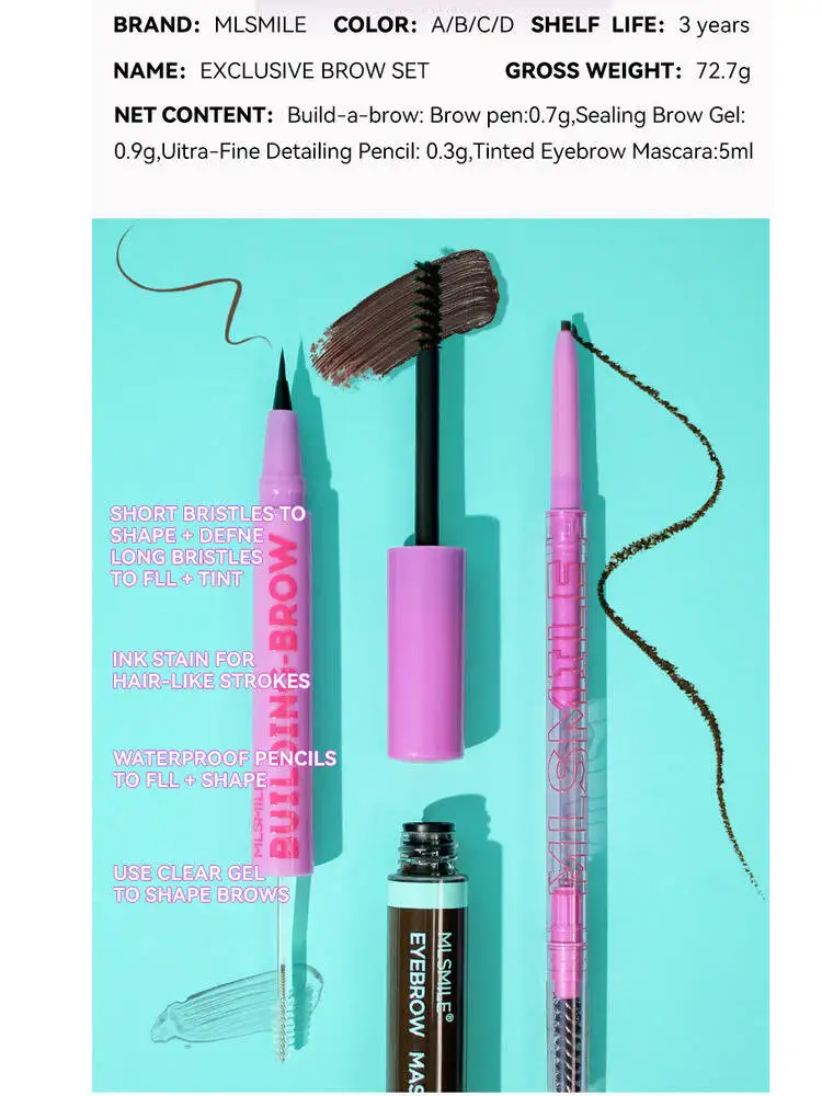 MLSMILE Set 2-in-1 Shaping Liquid Dual-ended Pencil Dye + Razor Eyebrow Card 2025 New