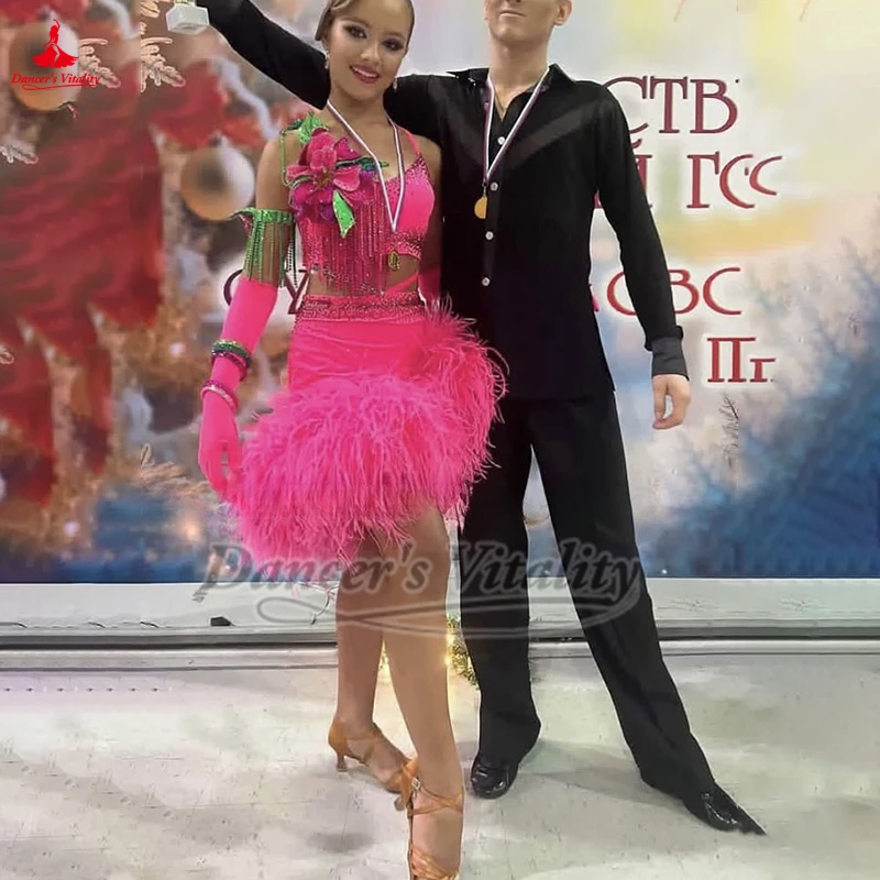 성인과 어린이 무대 공연 라틴 댄스 드레스 블랙풀 댄스 축제 전문 경쟁 의류 사용자 정의