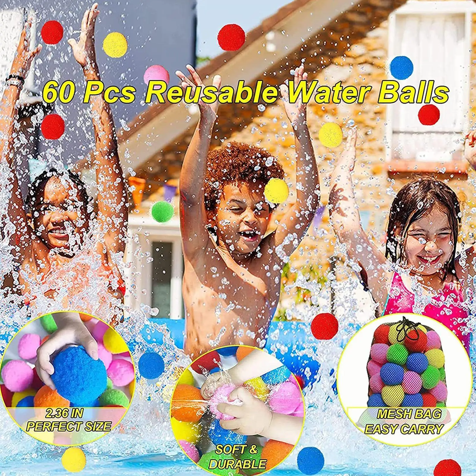 Bolas de esponja para jogos aquáticos, crianças, jogos ao ar livre, bolas de água, brinquedo interativo pai-filho, balões compactos para meninos e meninas