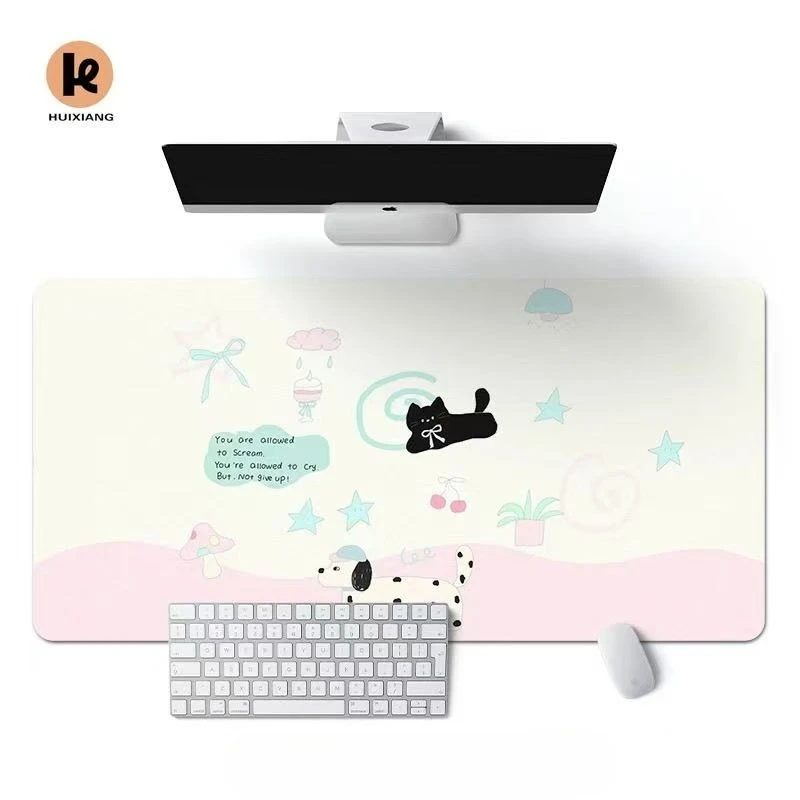 Cartoon illustration mouse pad oversized cute girl dormitory computer table pad large keyboard pad
