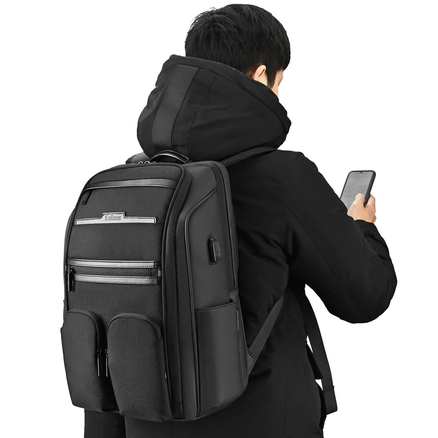 Mochila de computador impermeável de grande capacidade para homens e mulheres, bolsa de escola USB, viagem, laptop, negócios, homens, fêmea